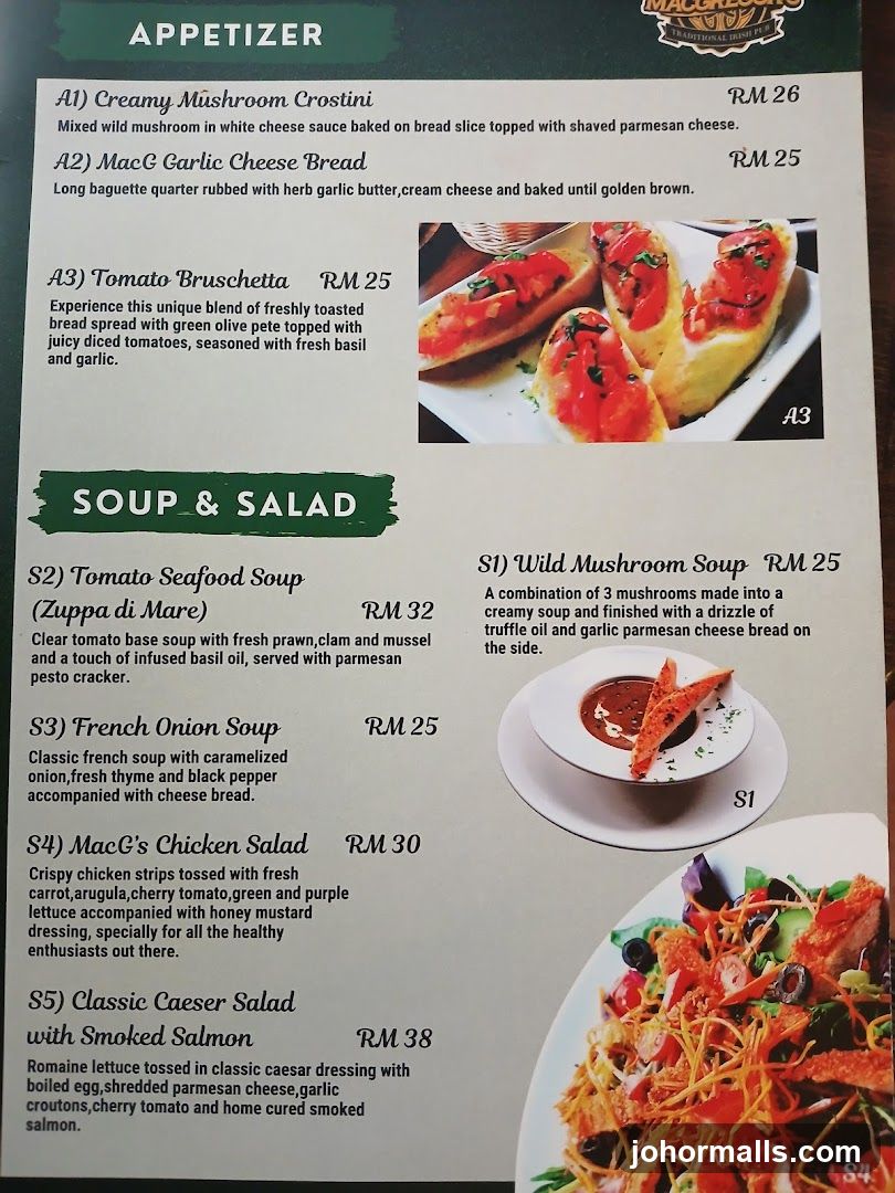 Appetizer and Soup & Salad Section
