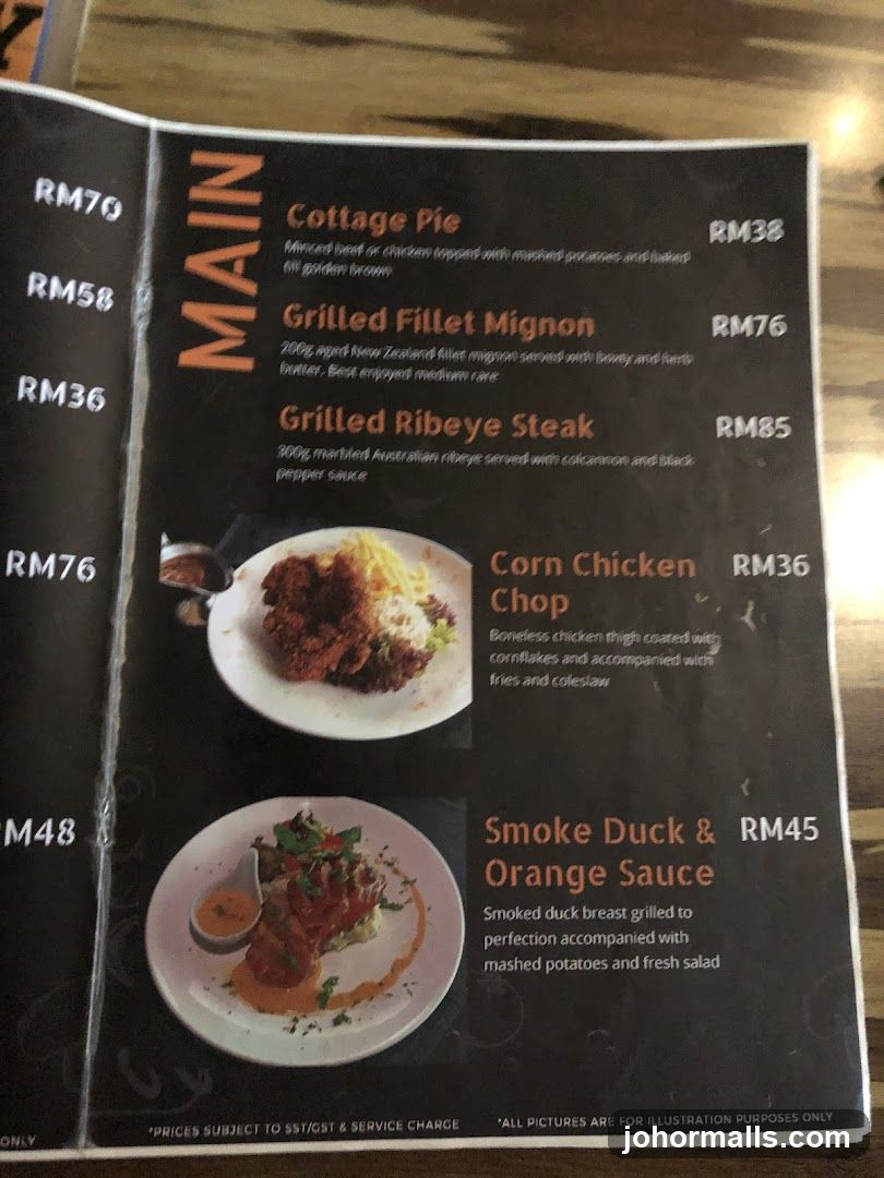 Main Course Menu