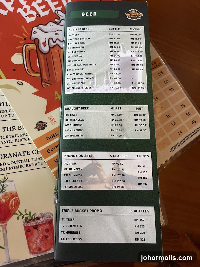Beer Menu at Macs Brews