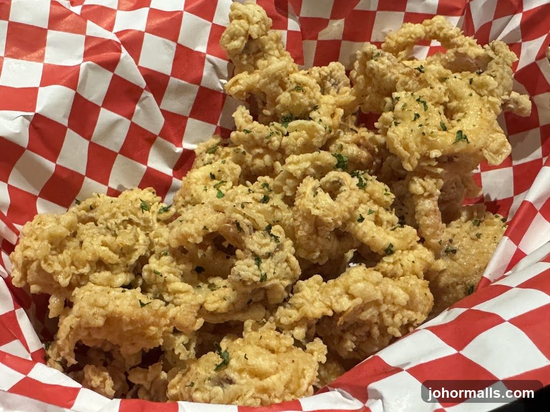 Fried calamari in basket