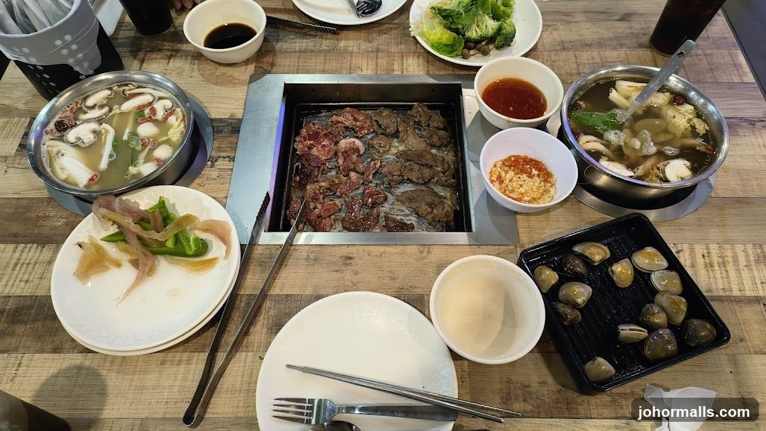 Table with Korean BBQ Setup