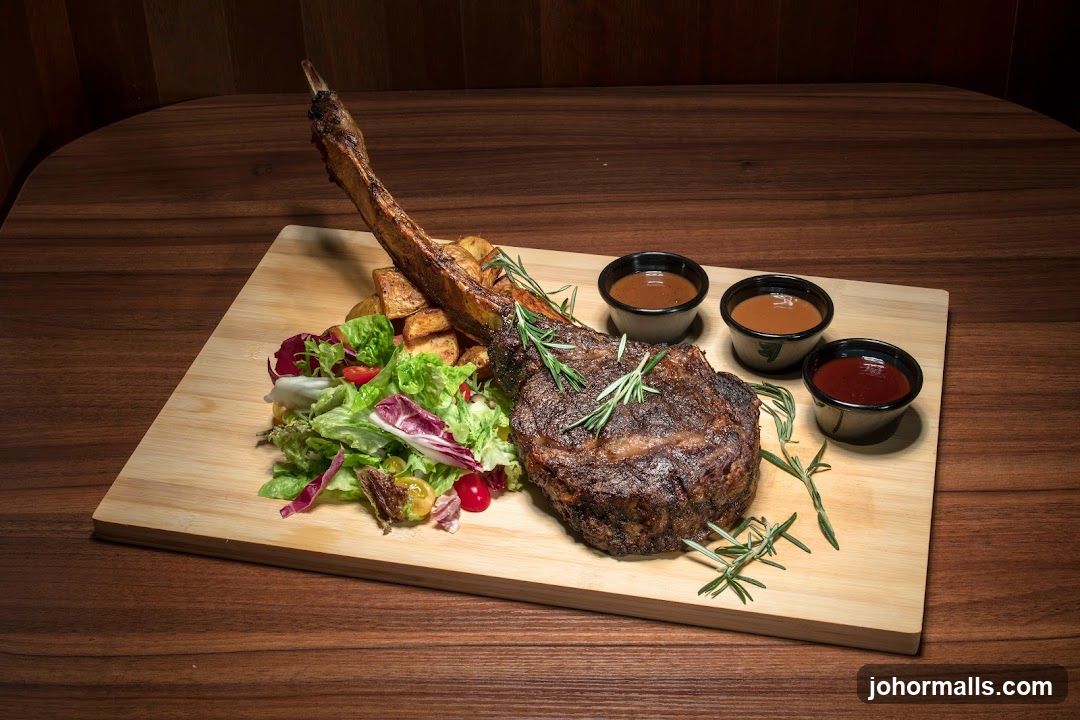 Steak Plate on Wooden Board