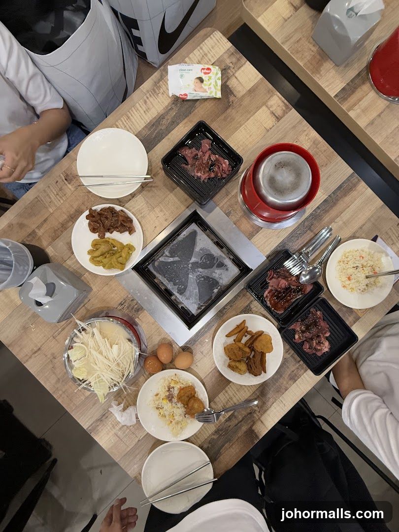 Tabletop View of Korean BBQ Dining