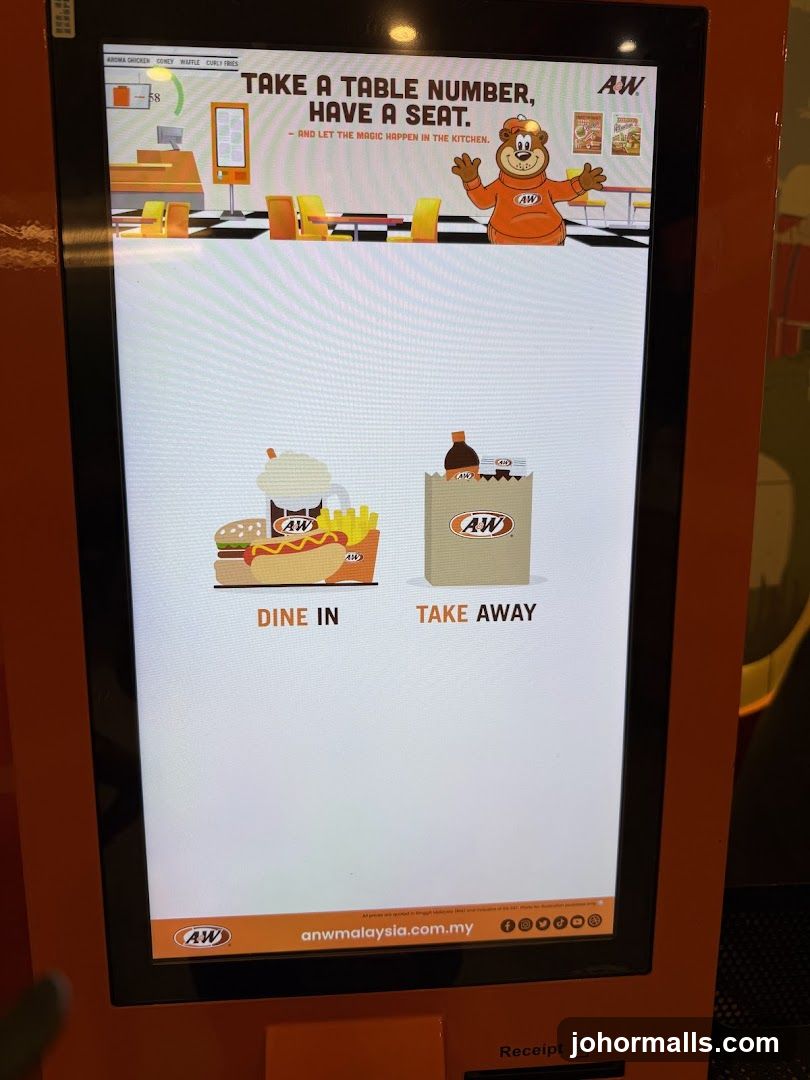A&W Self-Service Kiosk Screen