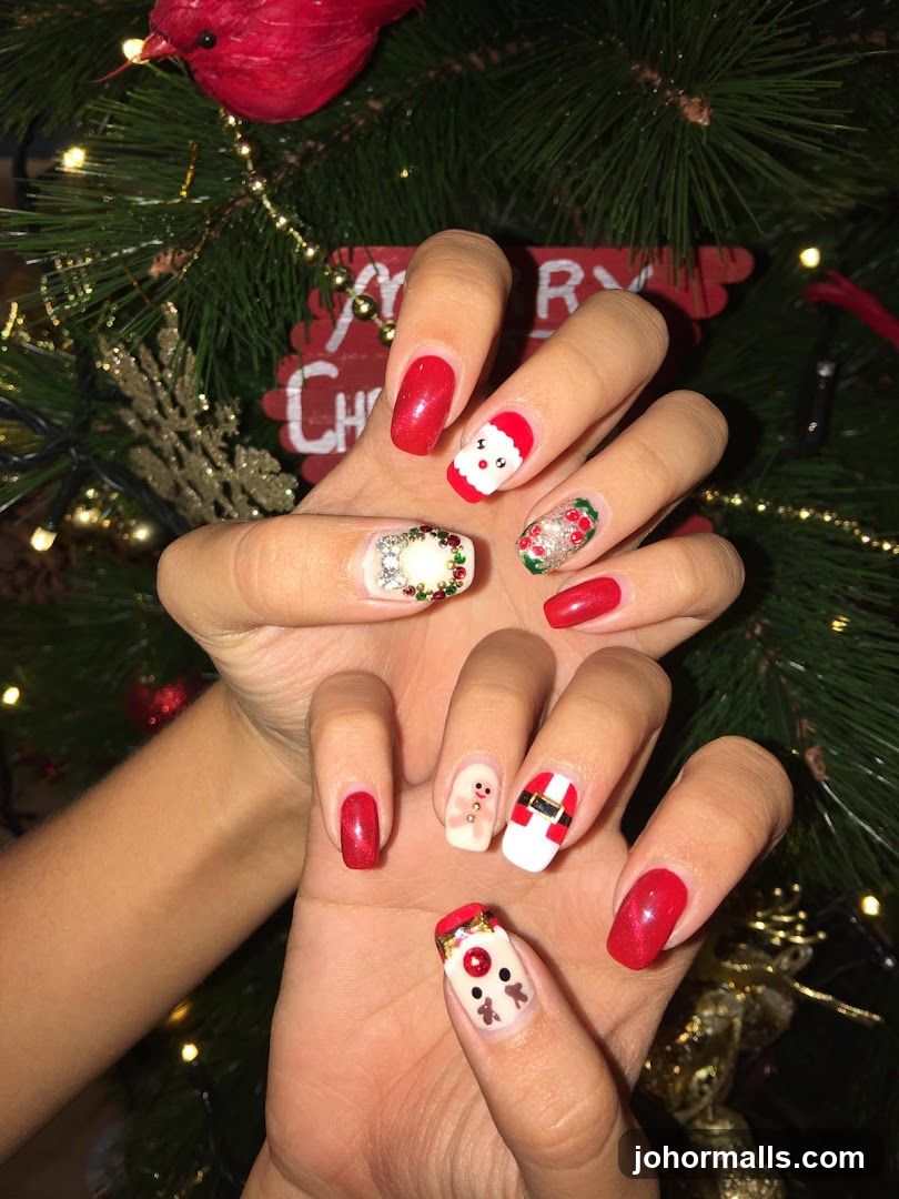 Christmas-themed nail art