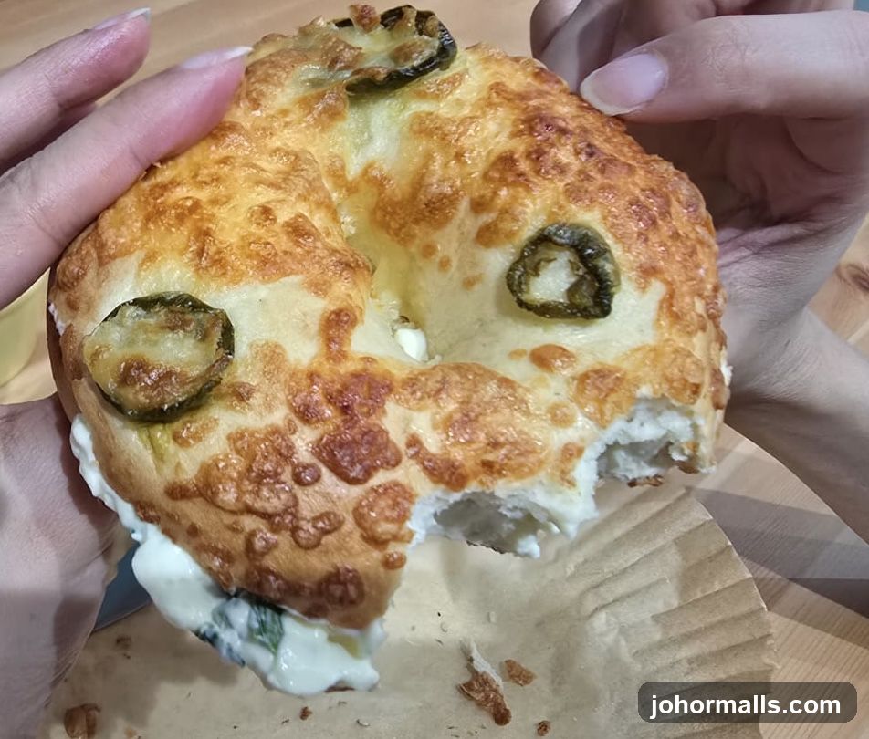 Bagel with Cheese and Jalapeños