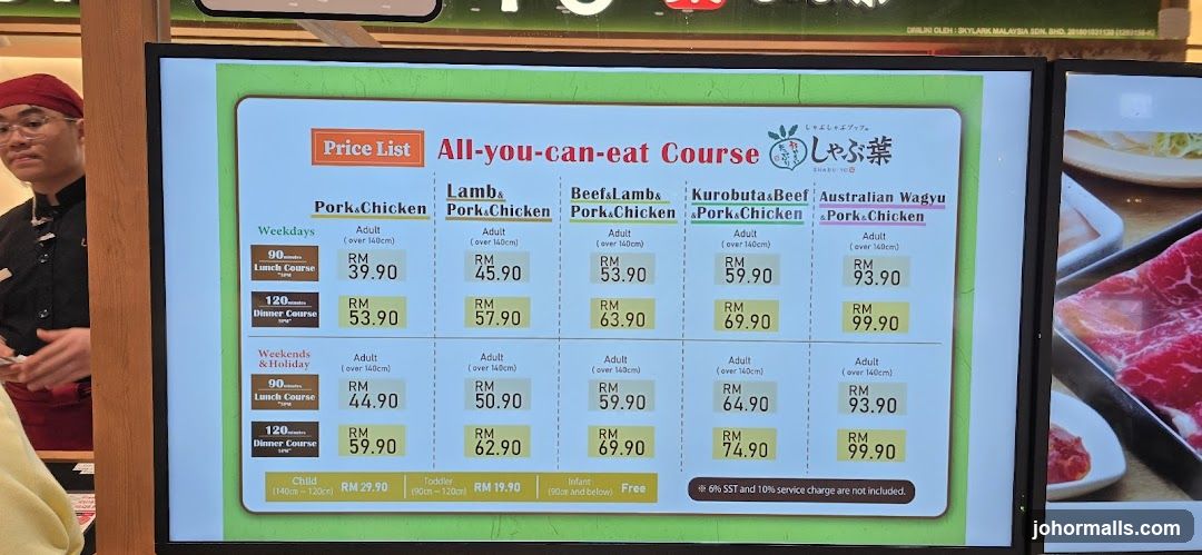 All-you-can-eat Course Price List