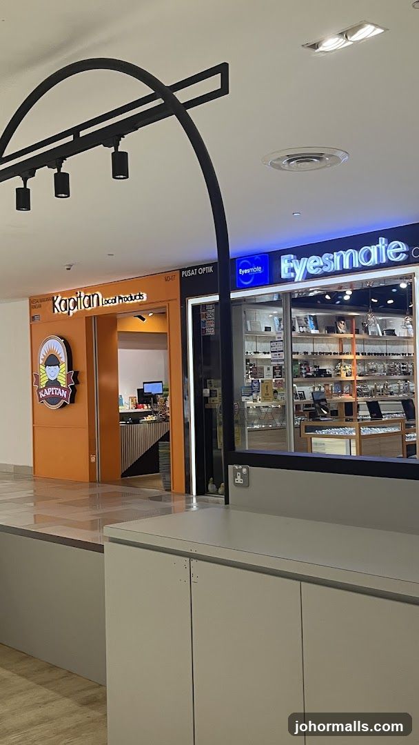 Interior view of shopping mall corridor