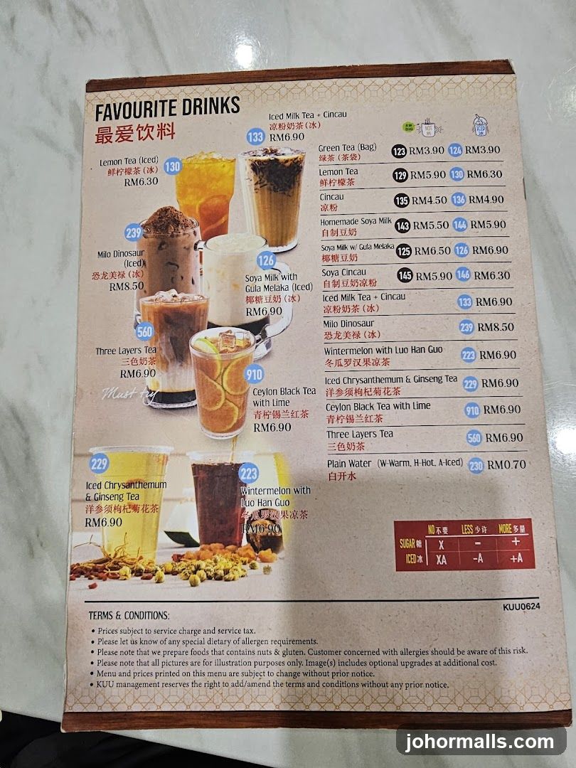 Favourite Drinks Menu
