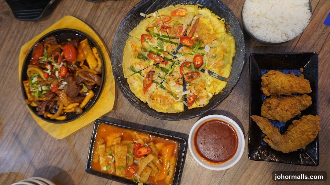 Table with Korean dishes