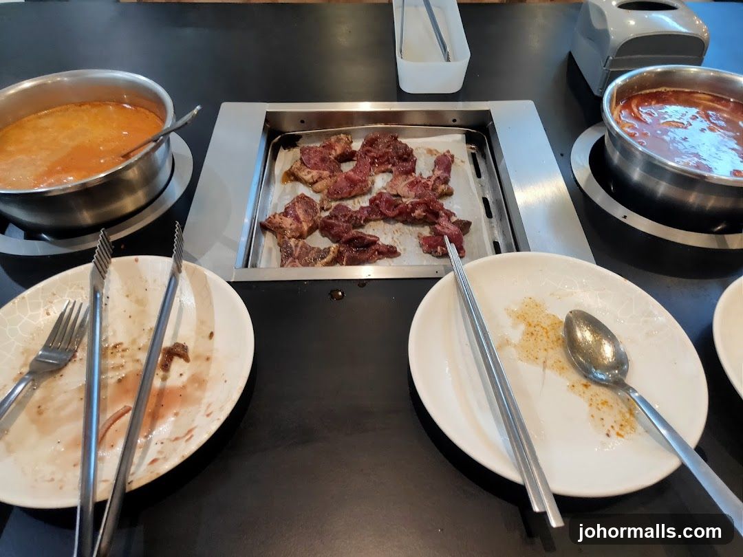 Table at a Korean BBQ restaurant