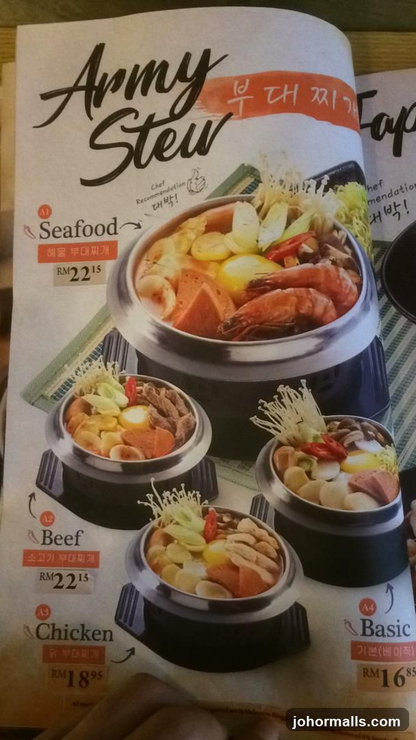 Army Steew Menu