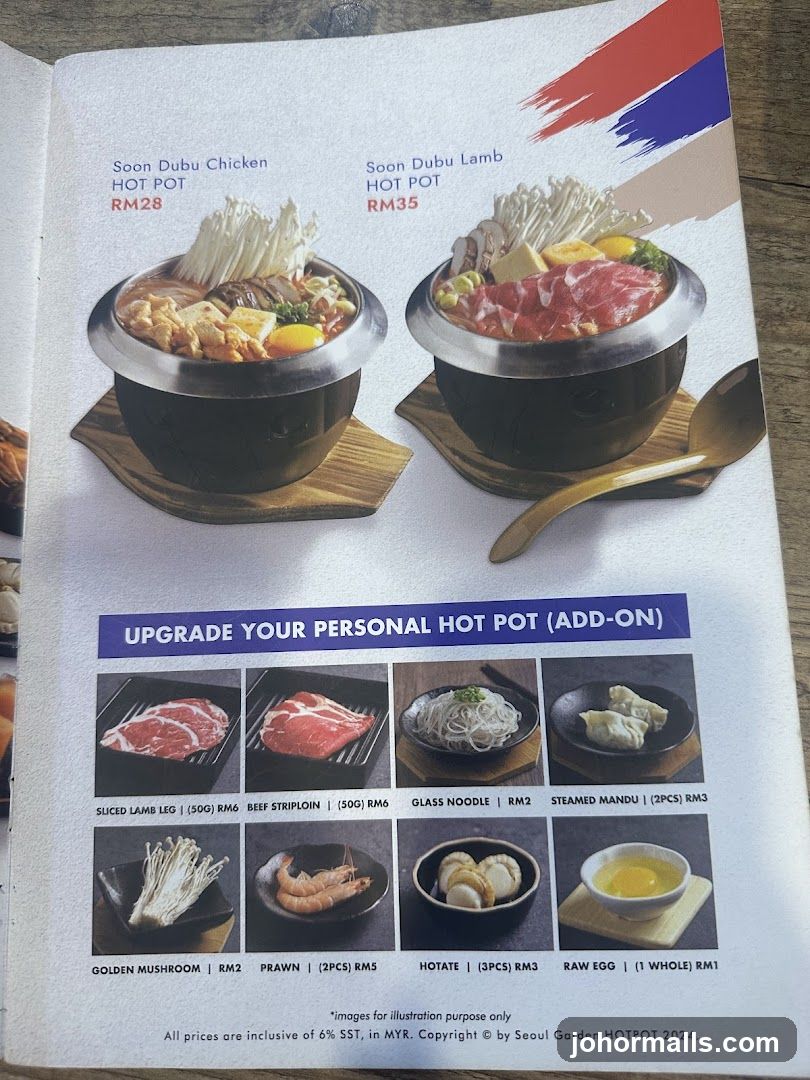 Seoul Garden HOTPOT Menu