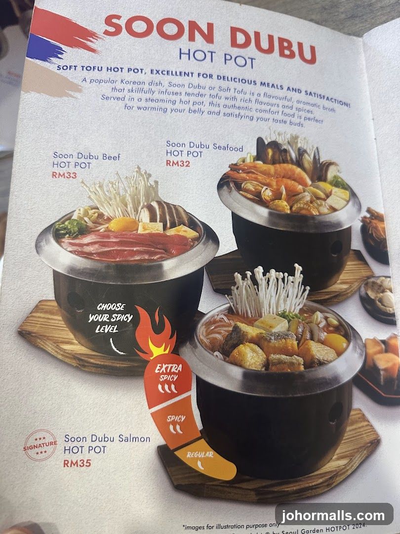 Soon Dubu Hot Pot Menu
