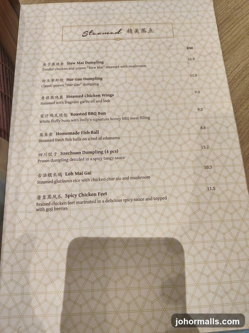 Steamed Section of Menu