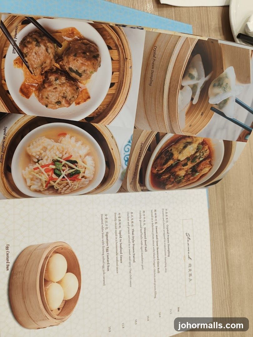 Dumplings and Steamed Items Menu