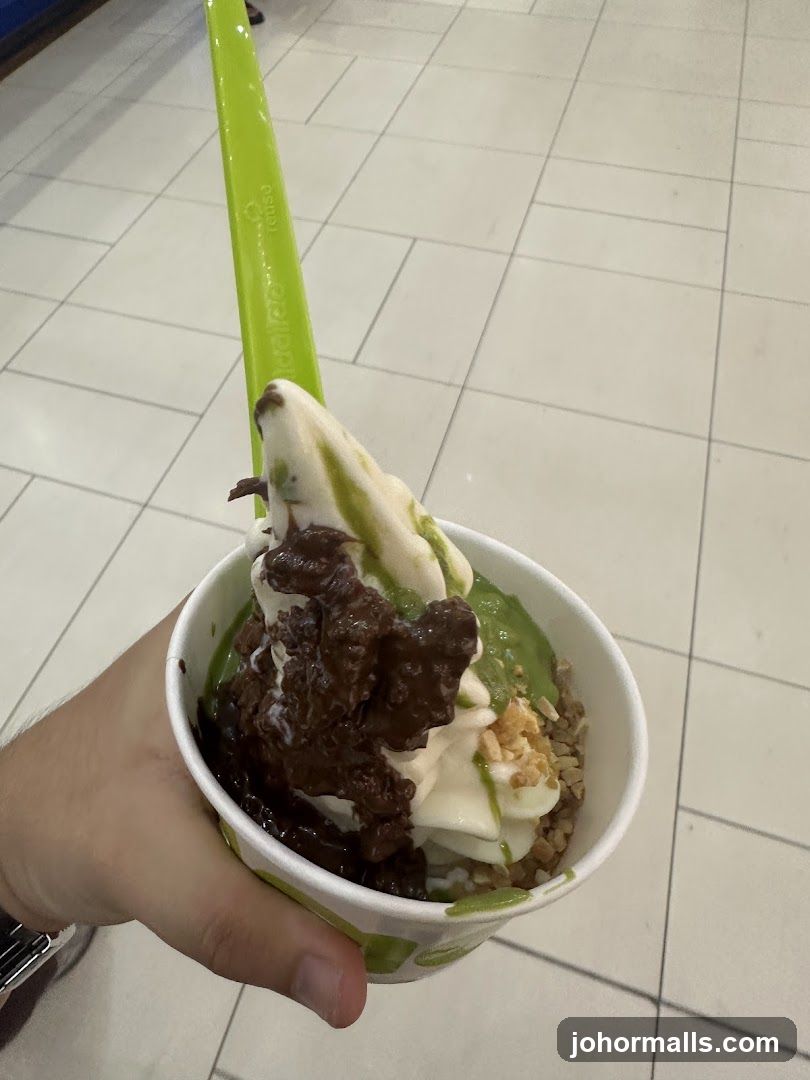 Soft serve dessert with toppings