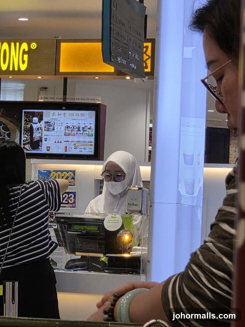 Interior counter interaction at food stall