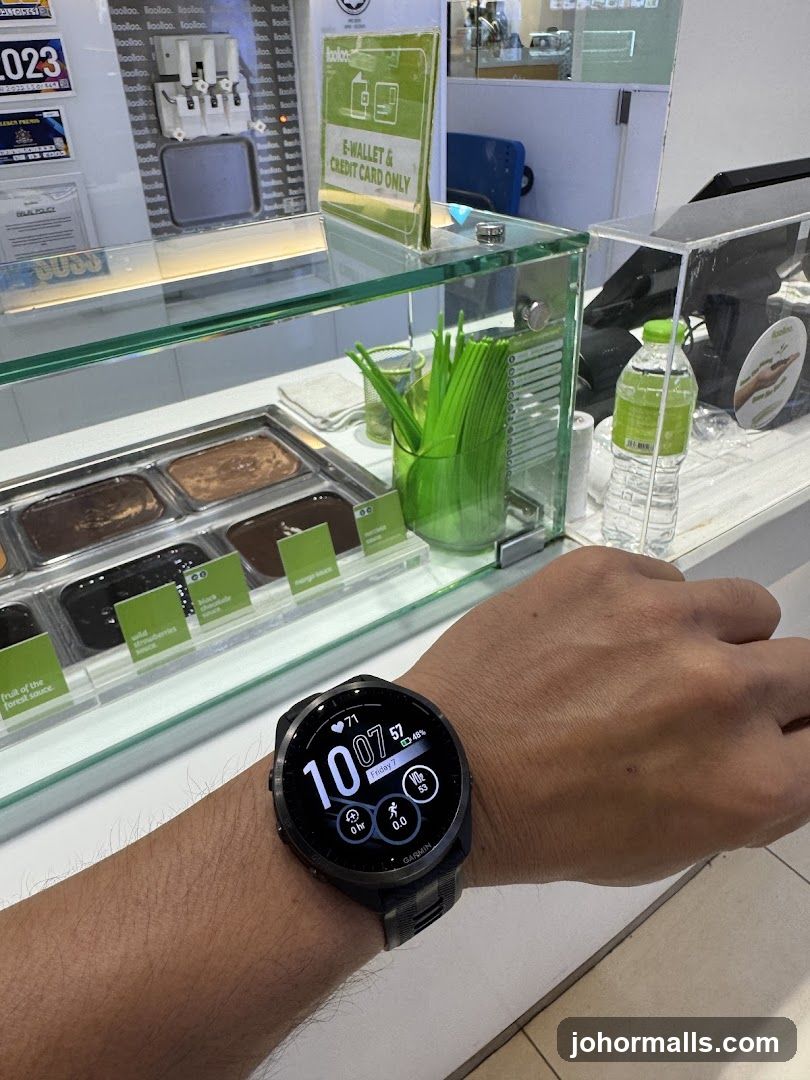 Customer at ice cream counter