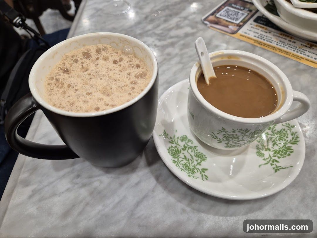 Coffee cups on marble table