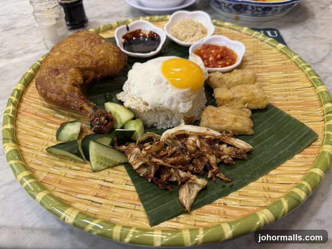Food Plate on Bamboo Mat