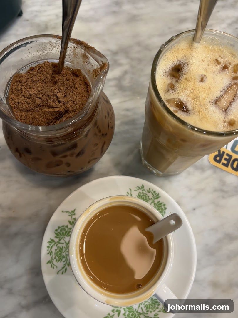 Coffee beverages on marble table