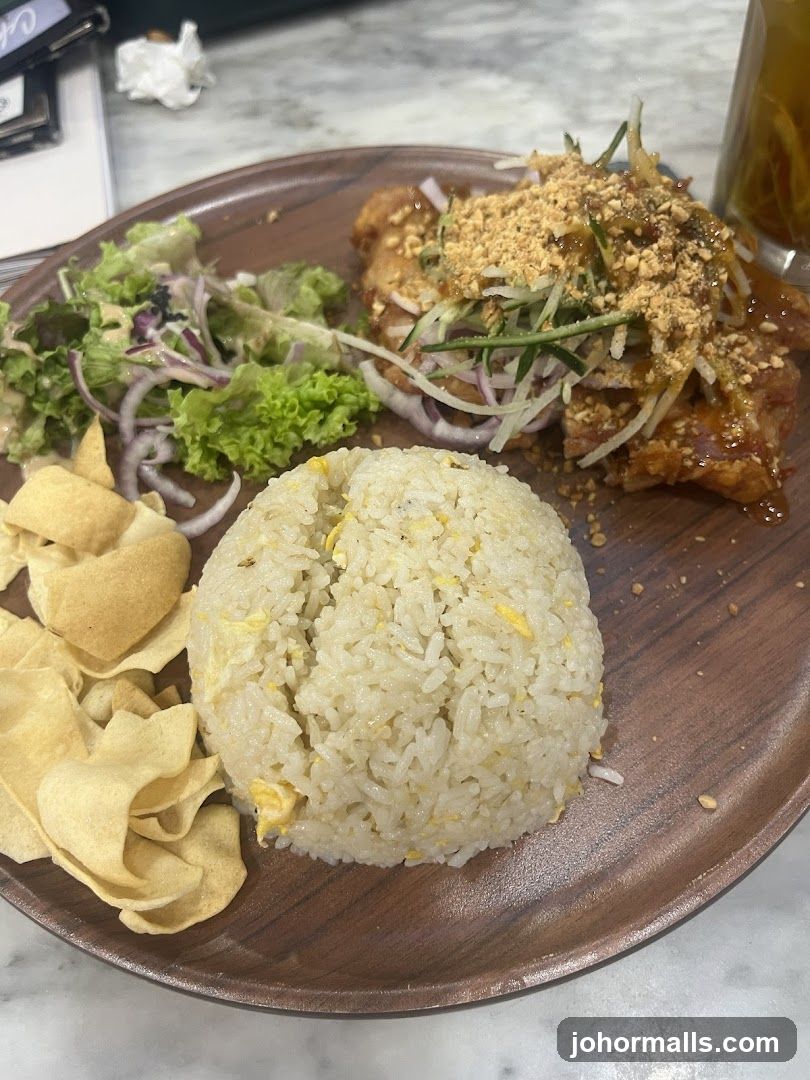 Food Plate on Wooden Surface