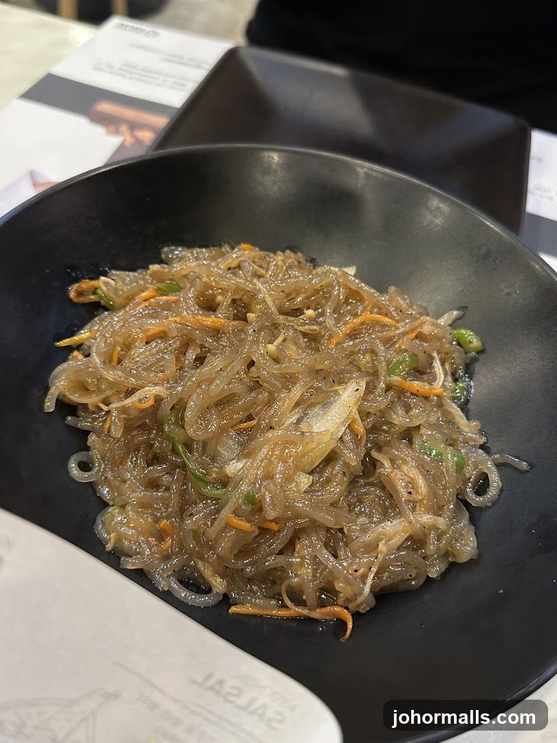 Food served in a black bowl
