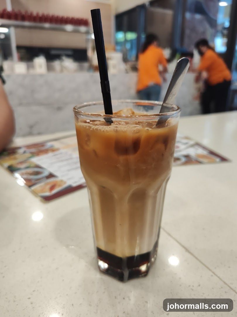 Iced beverage at counter
