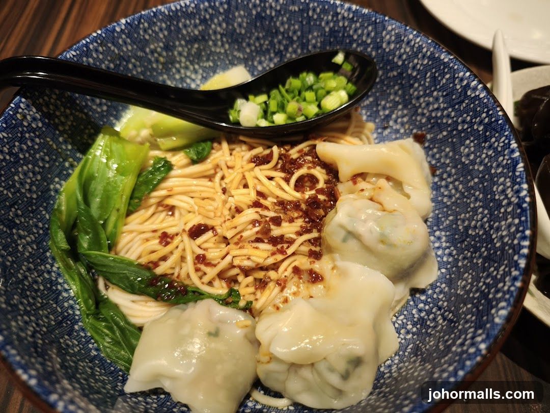 Noodle Dish in Blue Bowl