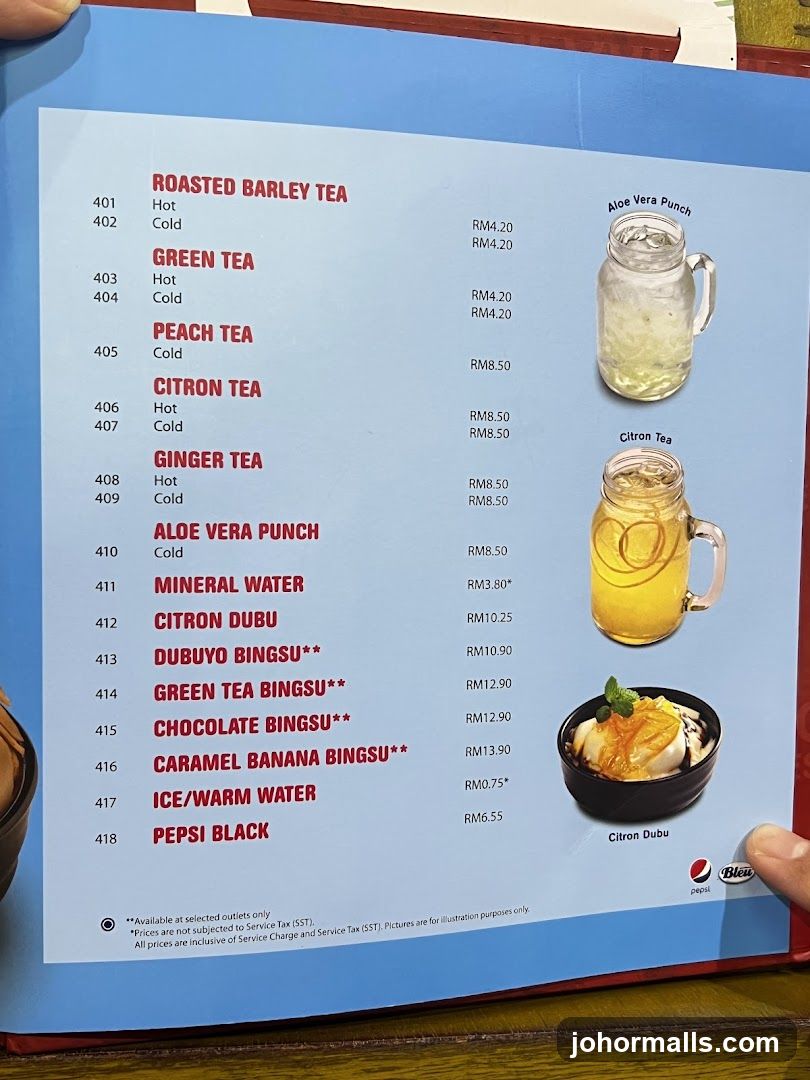 Tea and Beverage Menu