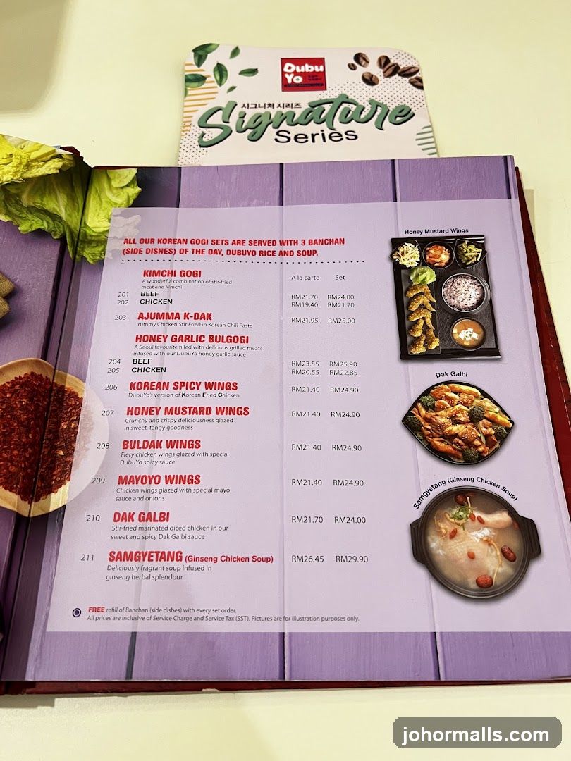 Dubu Yo Signature Series Menu