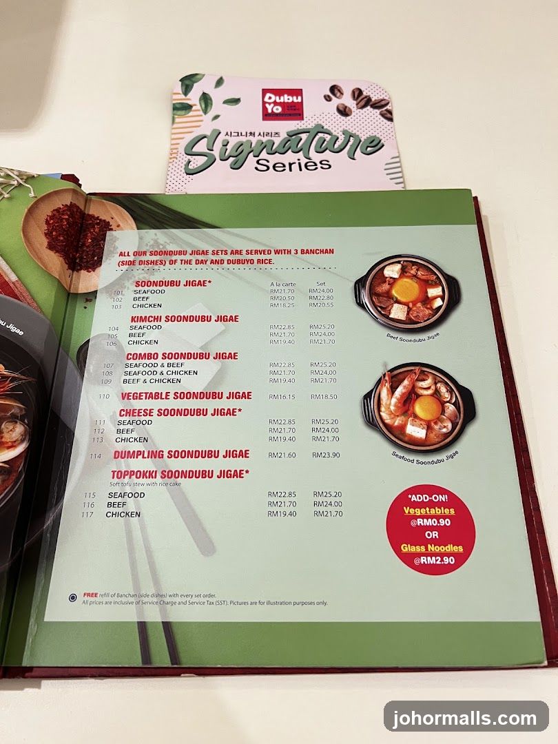 Dubu Yo Signature Series Menu