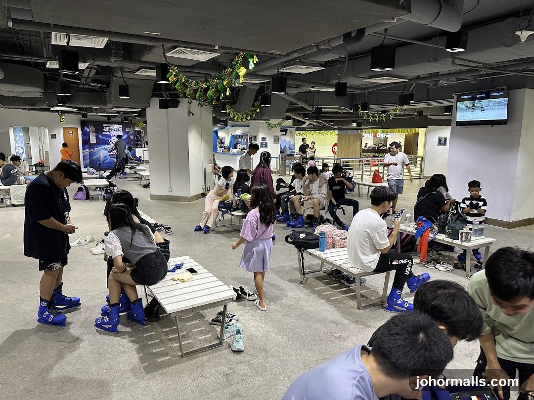 Indoor skating rink lounge area