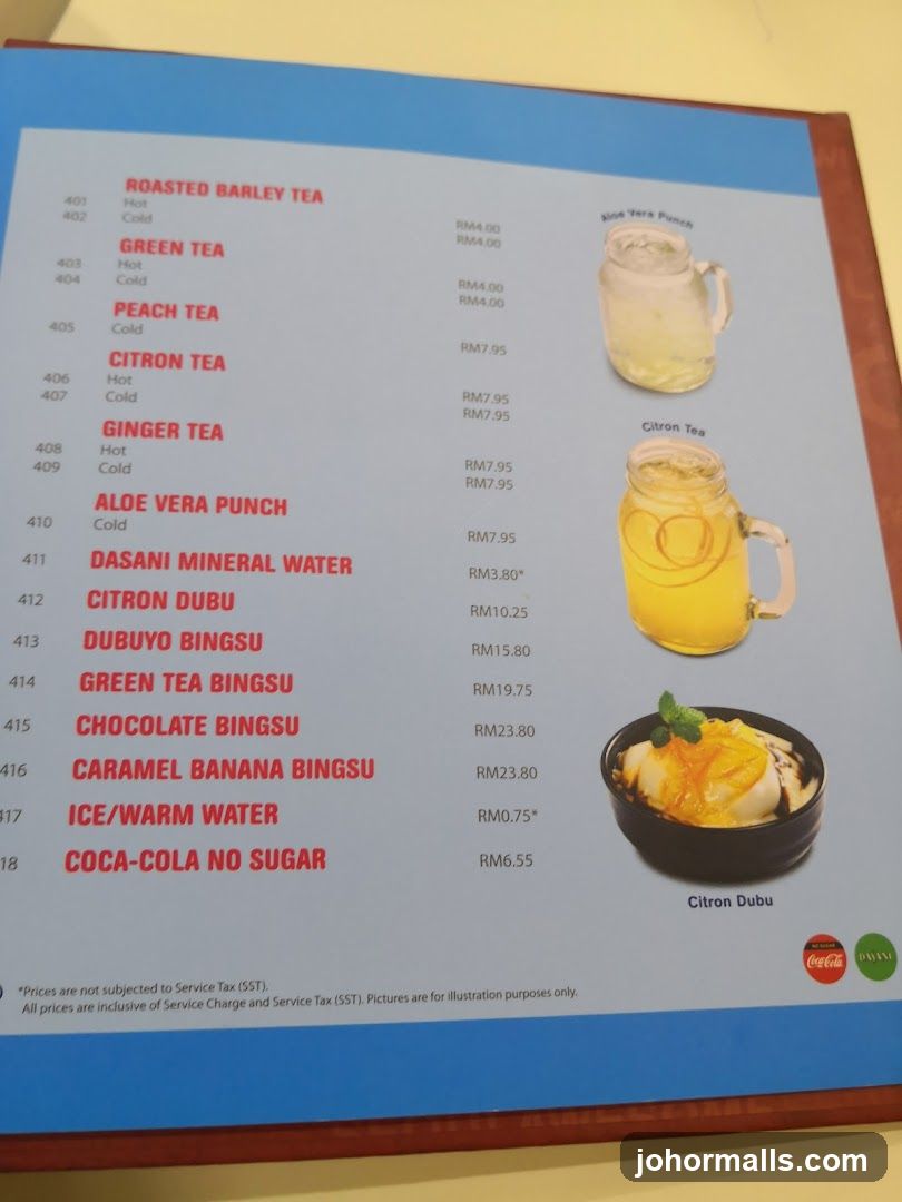 Tea and Beverage Menu