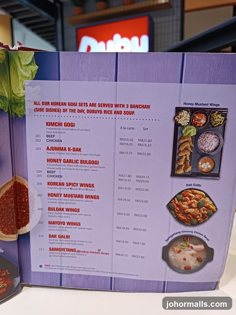 Dubu Korean Gogi Sets Menu