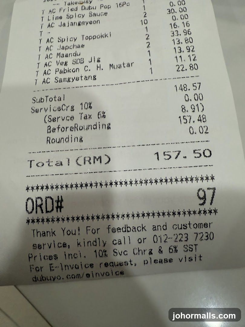 Restaurant Receipt