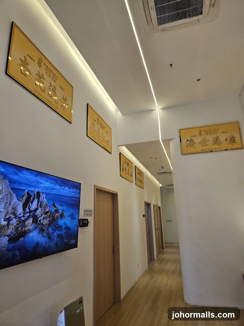 Interior hallway of a medical or wellness center