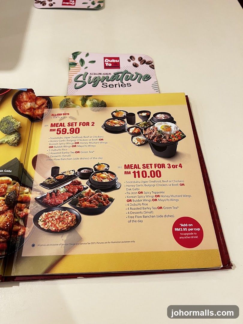 DUBU YO Signature Series Menu