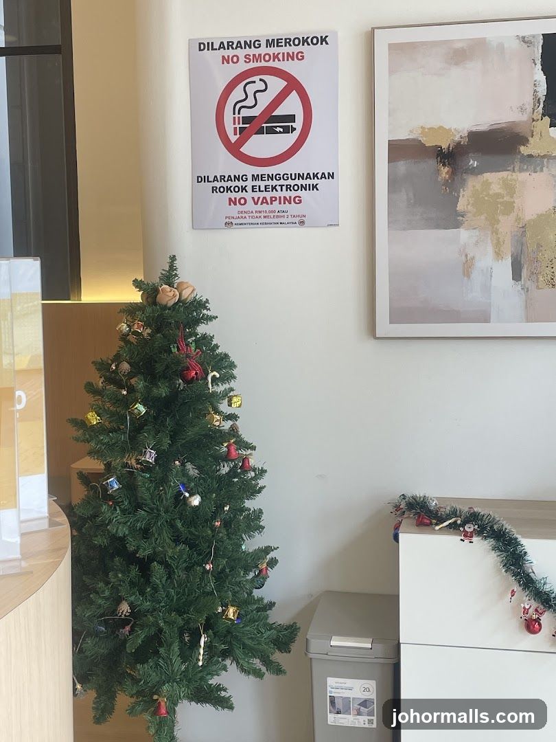 Interior Christmas Decor and No Smoking Sign