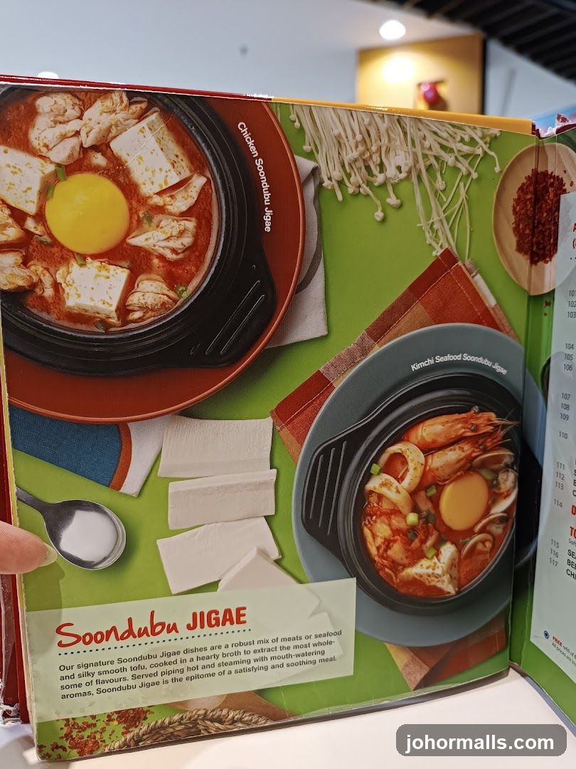 Soondubu Jigae Menu Page