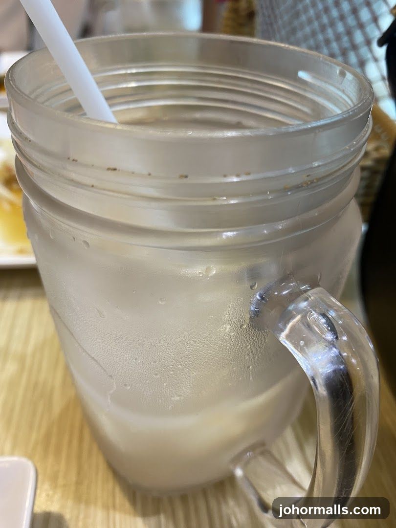 Mason jar drink with straw
