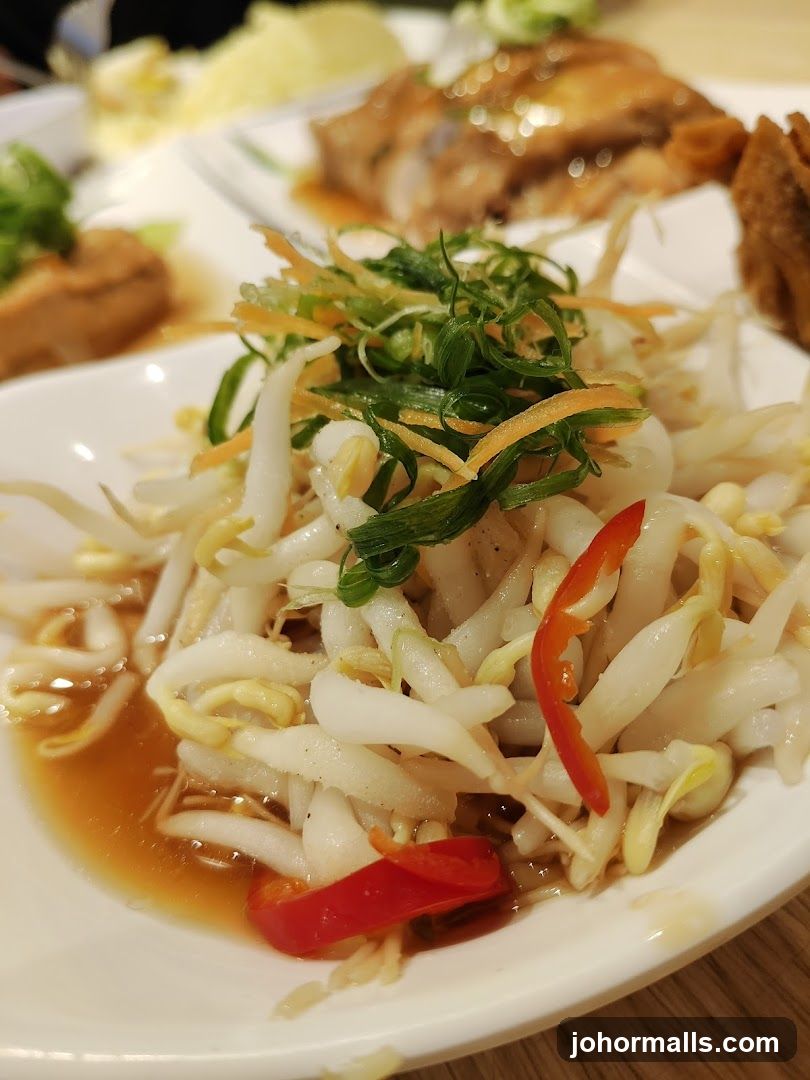 Dining Plate with Bean Sprouts and Garnish