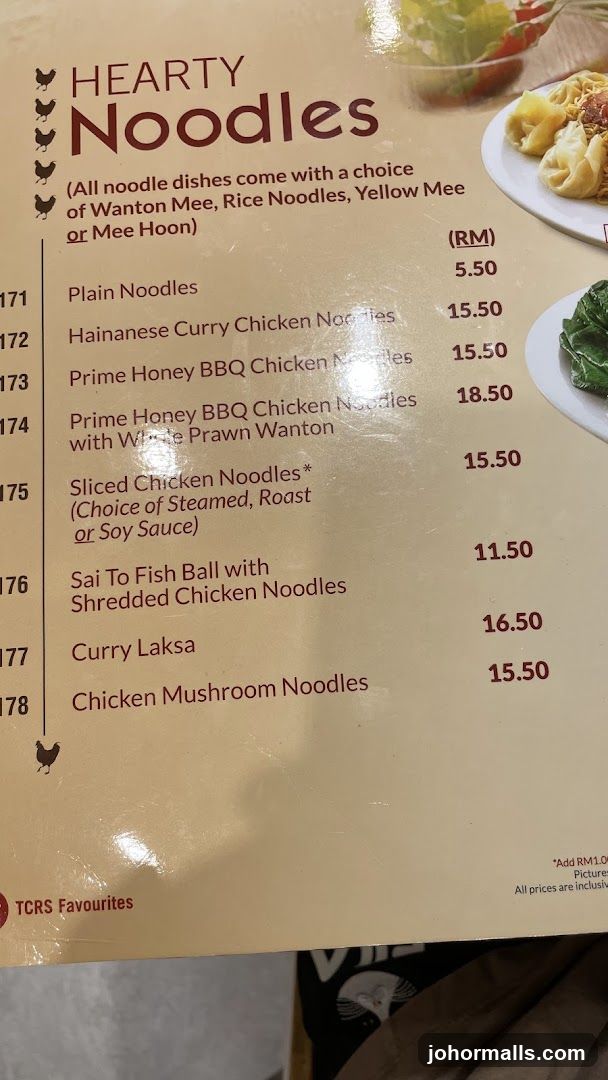 Hearty Noodles Menu