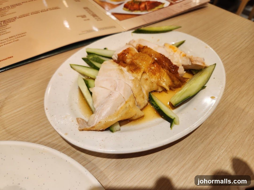 Chicken dish with cucumber on plate