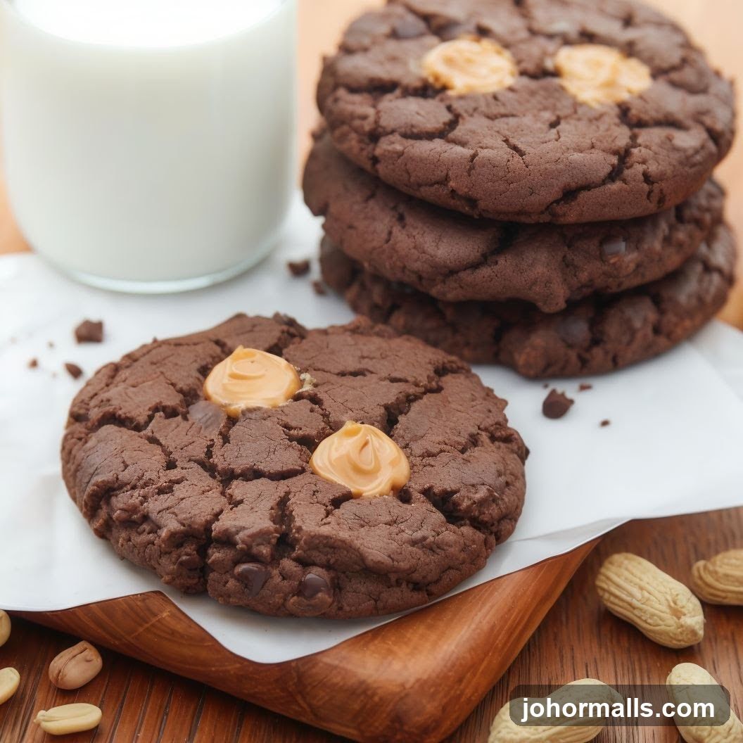 Chocolate Peanut Butter Cookies with Milk