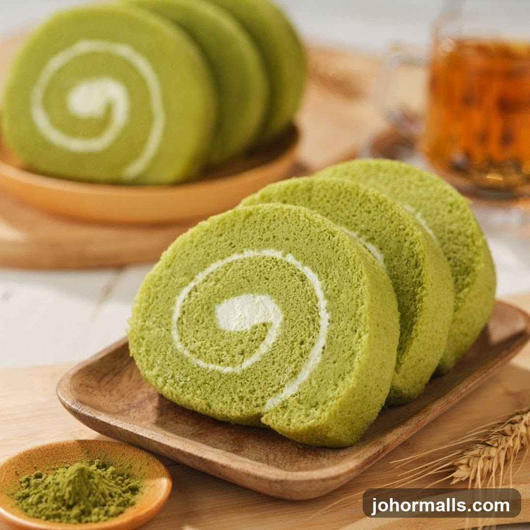 Matcha Roll Cake Display