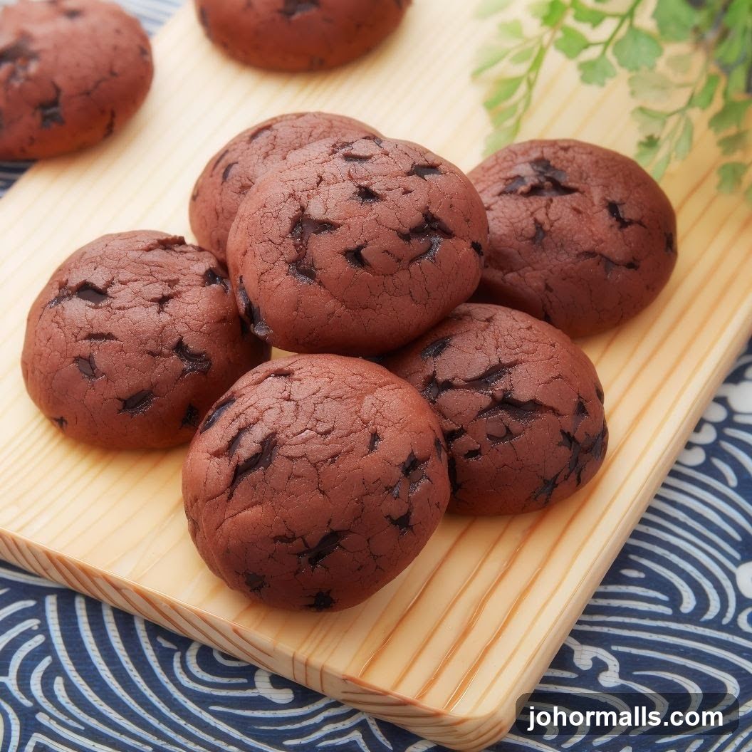 Chocolate Cookies on Wooden Board