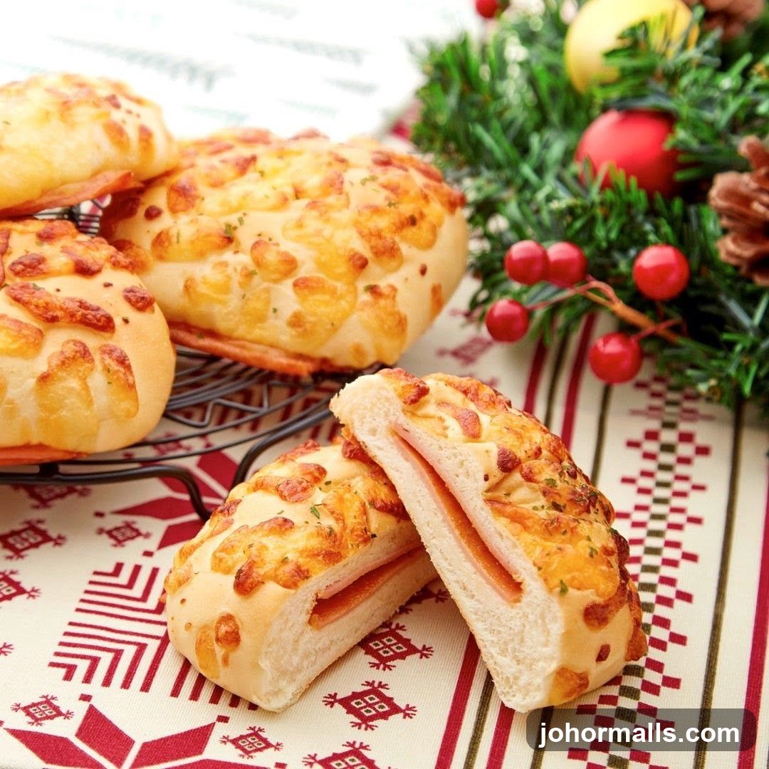 Cheese and Ham Buns with Christmas Decorations