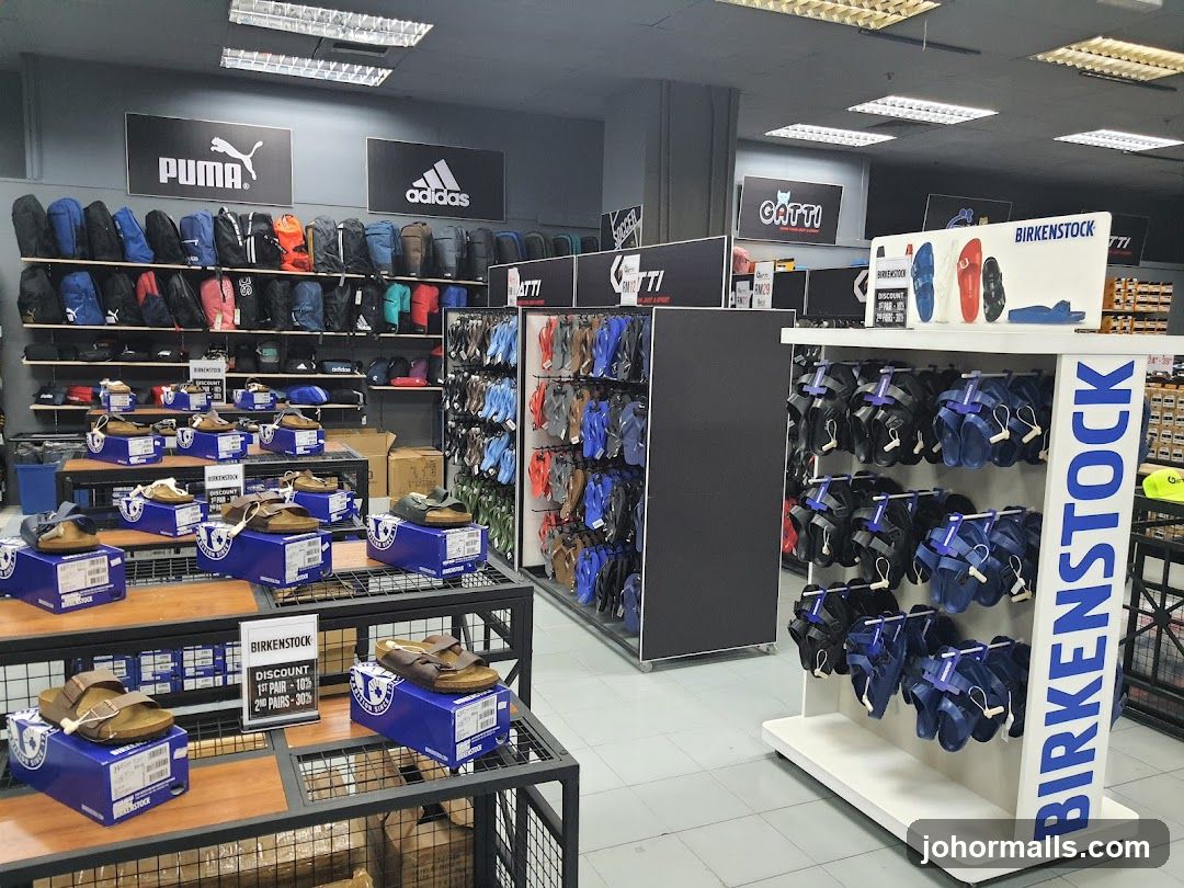 Interior of footwear and accessories store